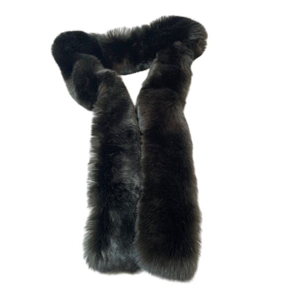 Evelyne Prelonge Faux Fur Scarf Gray Neck Wrap Stole 62" France Luxury Mob Wife - Picture 1 of 13